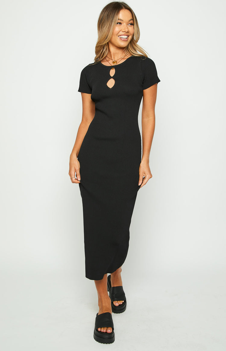 Knox Black Knit Midi Dress